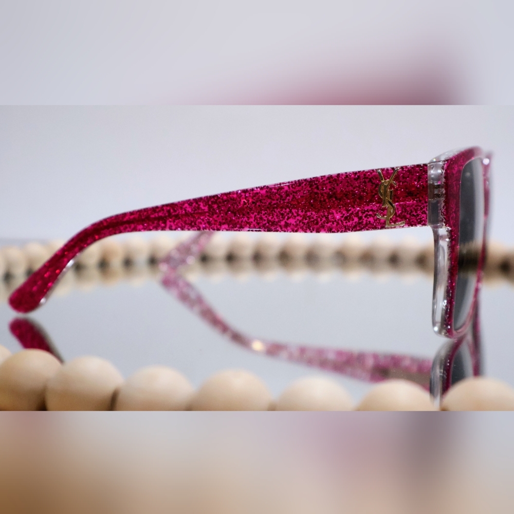 Yves Saint Laurent | Hot Pink Glitter Sunglasses - Picture 7 of 17